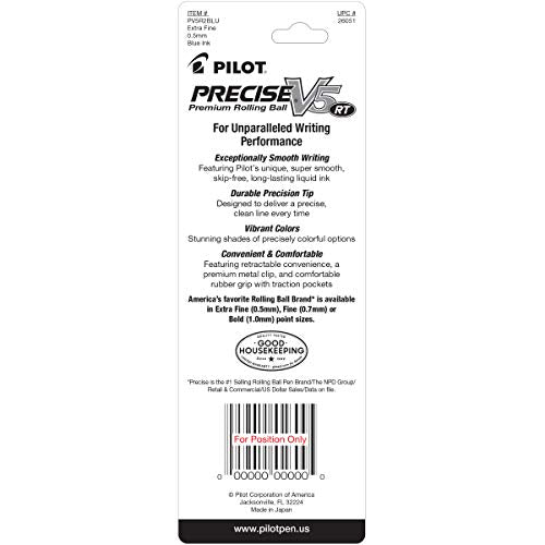 PILOT Precise V5 RT Rollerball Pens, Blue, Pack of 2 - color: Black, size: 2 Count (Pack of 1)