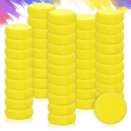 50 Pack Painting Sponge Pottery Sponges 2.9 inch Round Sponge Clay sponges for Pottery Yellow Artist Sponges for Face Painting Pottery Ceramics Art Crafts