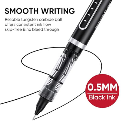 deli Rollerball Pens 0.5 mm Fine Tip Pens, Black Ink Pens 12 Pack