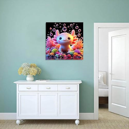 Cute Axolotl Diamond Art Kits for Adults,Diamond Painting Kits 14X14In | 5D Diamond Art Paintings for Beginners,Round Full Drill Diamond Dot Tools Kit,Extra Diamonds,Stress Relief Craft,DIY Gift - color: Axolotl-260204