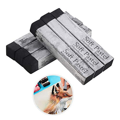 6 Pcs Soft Pastel Drawing Chalk Set Square Sketch Pastel Chalk Painting Sticks Drawing Sketching Pen Art Supplies Artists Beginners Non-Toxic Soft Pastel Stick Crayons for Teachers Professionals - color: black
