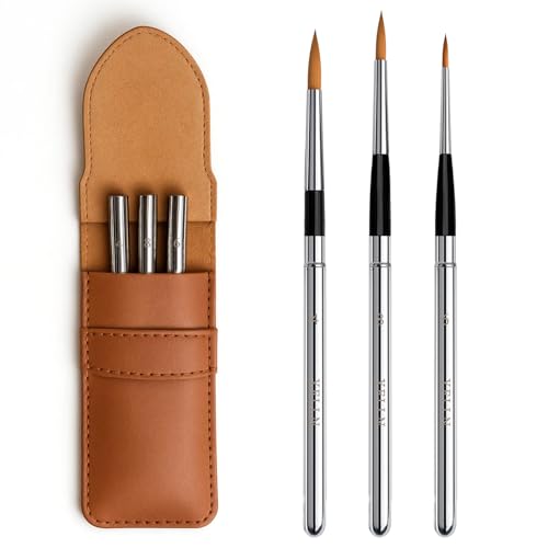 Travel Watercolor Brushes, Travel Kit with Leather Pouch Perfect for Watercolor Acrylics Gouache Ink Painting - size: 4