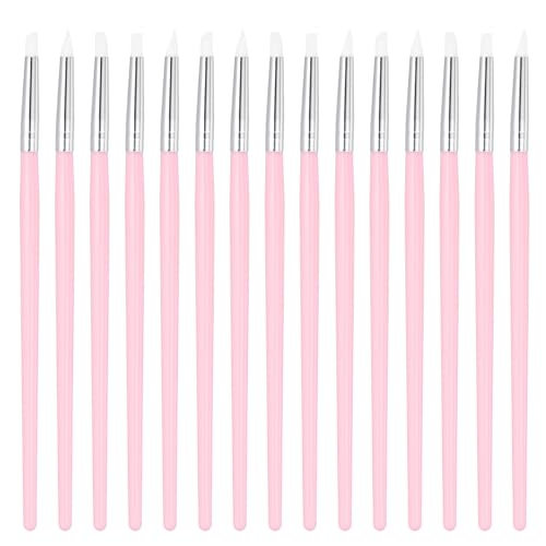 PATIKIL Silicone Clay Sculpting Tool, 15 Pcs Clay Shaping Tool Soft Rubber Modeling Dotting Tool for Pottery Clay Craft Painting Nail Rock, Pink/White (5mm) - color: Pink/White, size: 5mm