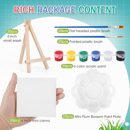 ESRICH 20 Set Canvas Painting Kit, Mini Acrylic Paint Set - size: 20 set 4 x 4 inches