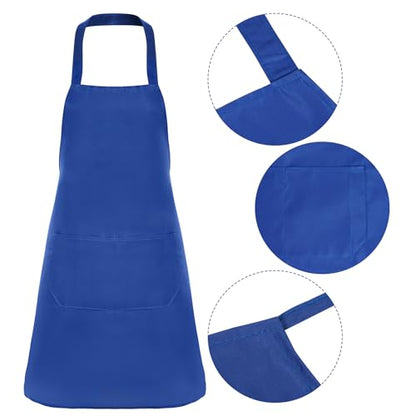 Fengek 8 Pcs Bib Apron for Unisex Colorful Kitchen Apron Bulk with 2 Roomy Pockets for Kitchen BBQ Painting Baking, Blue - color: Blue