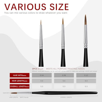 Paint Brushes Set-Sable Watercolour Brushes Round Point Tip Paint Brush Set for Watercolor, Acrylic, and Oil Painting