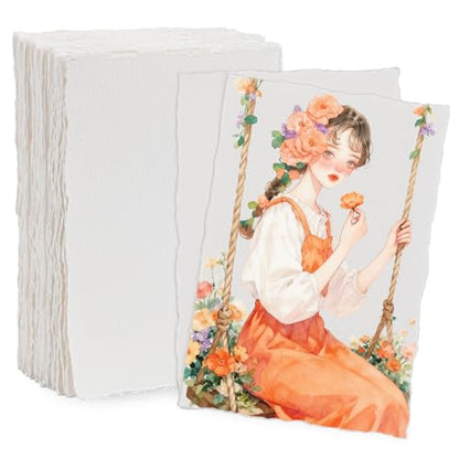 Lunarm Watercolor Paper 50 Sheets, Water Color Paper Cards 4 x 6 inch Bulk - size: 50pcs