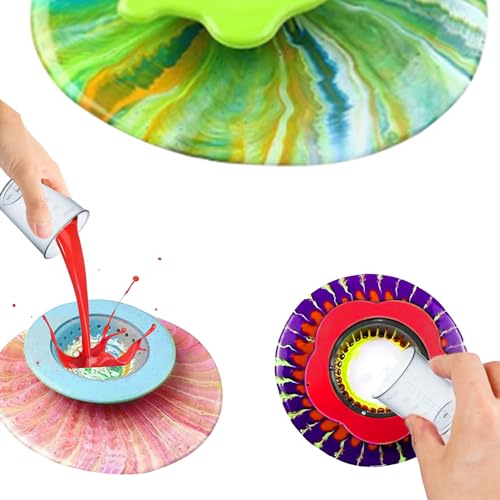 Acrylic Pour Painting Kit with 11 Inch 360° Rotating Turntable | Includes 3PCS Strainers, 4PCS Cone Stands, 5PCS Split Cups, and 10PCS Tablecloths for DIY Art Pouring Acrylic Paint Kit