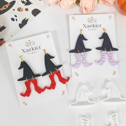 Xaekicr Halloween Witch Hat and Boots Polymer Clay Cutters – 2pcs Clay Earring Cutters for Halloween Jewelry Making – Clay Tools for Polymer Clay Molds - color: L color