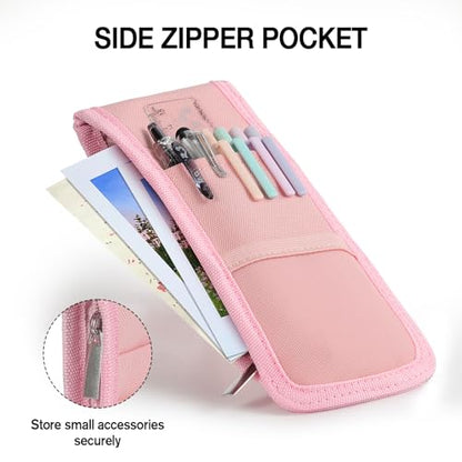 MoKo Elastic Pen Holder for Notebook with Zipper Pocket, Pink - color: Pink