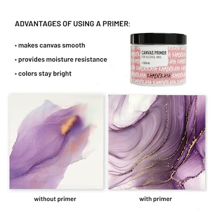 KAMENSKAYA White Acrylic Gesso Primer for Alcohol Ink Painting on Canvases,16.9 fl oz (500 ml) - color: White, size: 16.9 Fl Oz (Pack of 1)