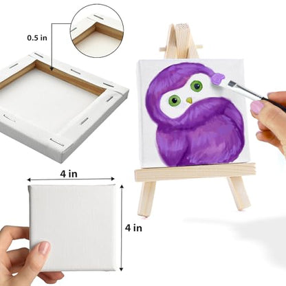 ArtSkills Stretched Canvas for Painting, 4x4 Mini Canvas, 12-Pack Framed | Blank Canvas, Premium Wood Frame, Painting Supplies for Artists - size: 12-Pack 4x4
