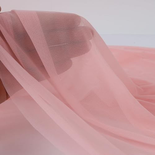 Superfine 4-Way Stretch Net Fabric Nylon Spandex Power Mesh, Pre-Cut 5 Yards Long 60" Wide, Lightweight Sheer (Pink) - color: Pink