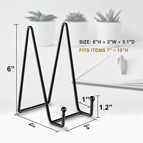 Hoewina 5 Pack 6 Inch Plate Stands for Display, Plate Holder Display Stand | Metal Frame holder stand for Book, Picture, Decorative Plate, Small Easel,Photo and Platter, Tabletop Art (Black)
