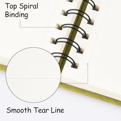 8.3x5.8 Sketch Book,Art Sketchbook for Drawing Pad,Mixed Media Sketchbook - color: TopSpiral-NatureWhite-Green
