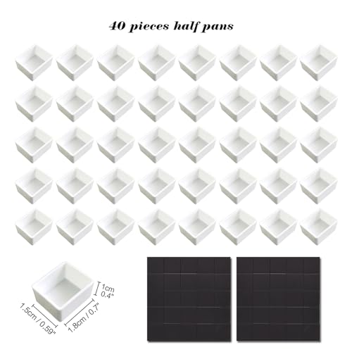 40Pcs Empty Half Pans Watercolor Tin Palette with Magnetic Stripe | Travel Tin Palette Case,Portable Artist Paints Half Pan Kits,DIY Watercolor Oils Acrylics Painting Drawing - color: Blossom Paradise