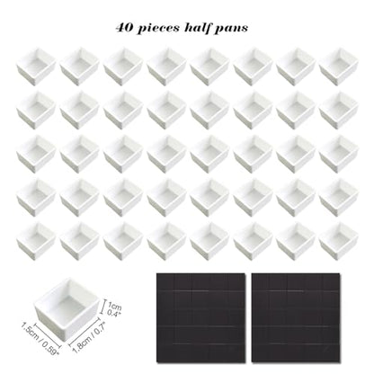 40Pcs Empty Half Pans Watercolor Tin Palette with Magnetic Stripe | Travel Tin Palette Case,Portable Artist Paints Half Pan Kits,DIY Watercolor Oils Acrylics Painting Drawing - color: Starlit Bloomfield