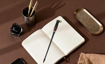 Wood Calligraphy Oblique Dip Pen Holder, Pen Handle Stand | Pen Handle with Removable Nib for English Calligraphy, Drawing, Comic, Black - color: Black