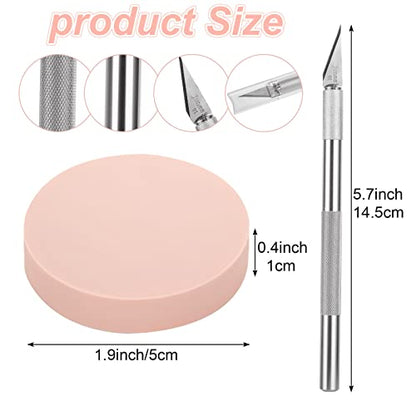 CertBuy 30 Pack Linoleum Blocks for Printmaking, Pink Rubber Carve Block, Round Print Blocks for Stamping, Rubber Block Printing, Linoleum Blocks for Craft