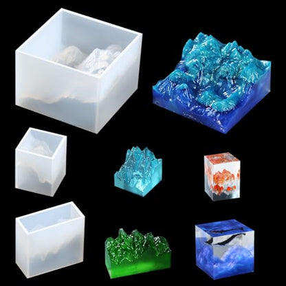 3Pcs Mountain Resin Molds,Iceberg Silicone Molds for Epoxy Resin,Micro Landscape Casting Molds DIY Polymer Clay Craft,Paperweight