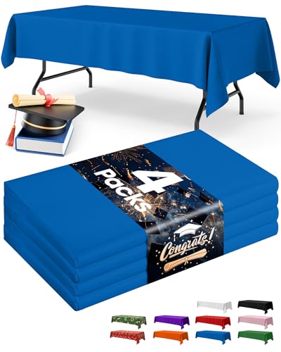 Niuara Blue Plastic Table Cloth Disposable, 4 Pack, 54 x 108 in | Rectangle, 6 ft Tables, Party Holiday Gathering - color: Blue, size: 54" x 108" - 4 Packs