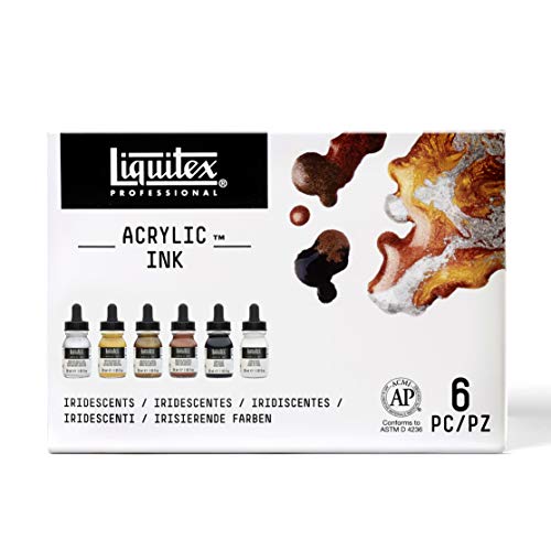 Liquitex Professional Acrylic Ink, 1-fl oz (30ml), Iridescent Color Set, Set of 6 - color: Iridescent - Set of 6