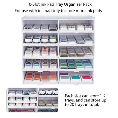 10 Slots Ink Pad Trays Organizer Rack | Compatible with Mini Cube Ink Pad Tray Drop Ink Pad Tray (Trays are not included) Stamp Pa d Supplies Storage Holder - size: Ink Pad Tray Organizer Rack