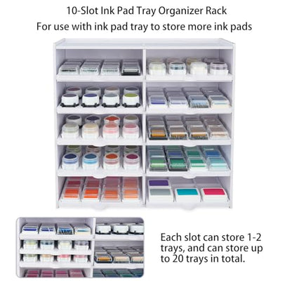 10 Slots Ink Pad Trays Organizer Rack | Compatible with Mini Cube Ink Pad Tray Drop Ink Pad Tray (Trays are not included) Stamp Pa d Supplies Storage Holder - size: Ink Pad Tray Organizer Rack