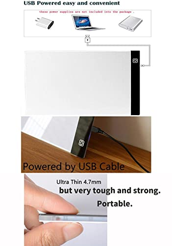Ultra-Thin Portable A4 LED Light Box Tracer w/USB Cable Dimmable Brightness LED Artcraft Tracing Light Box Light Pad for Artists Drawing Sketching Animation Stencilling X-ray Viewing - style: A4 (13*8.5 inch) light pad + 100pcs Tracing Paper