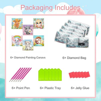 5DDIYART 6 Pack Elephant Diamond Art Kits for Kids Beginners - color: KD72+73+74+75+76+77-1