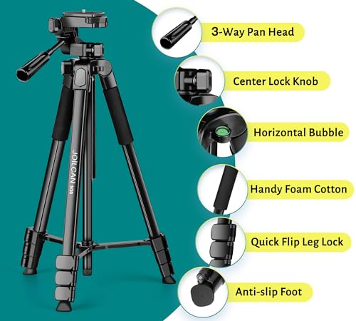 JOILCAN Phone Tripod, 67" Camera Tripod Stand for iPhone iPad - color: Black, size: 67 Inch