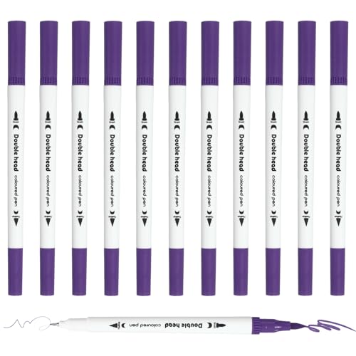 PATIKIL 12Pack Dual Brush Markers, Dark Purple Watercolor Fine and Brush Tips Pens Colored Marker Calligraphy Coloring Art Supplies Set for Coloring Book Illustration Sketching Journaling - color: Dark Purple