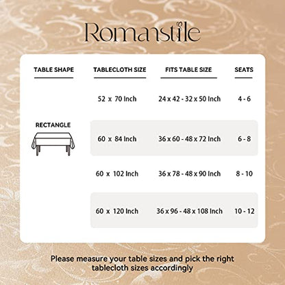 Romanstile Waterproof Vinyl Tablecloth Rectangle, 52 x 70 Inch, Flower Champagne - color: Flower Champagne, size: 52" x 70" (Rectangular)