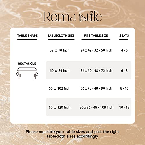 Romanstile Waterproof Vinyl Tablecloth Rectangle, 54 x 78 Inch, Flower Champagne - color: Flower Champagne, size: 54" x 78" (Rectangular)