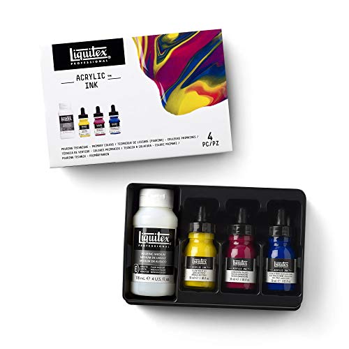 Liquitex Professional Acrylic Ink, 1-oz (30ml), Pouring Technique, Primary Colors, Set of 4 - color: Pouring Set - Primary Colors