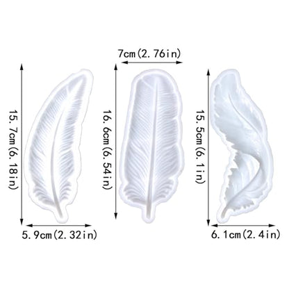 Wehous 3PCS Feather Resin Mold 3D Feather Shape Silicone Molds for Epoxy Resin Casting Concrete Wall Hanging Keychain Jewelry Pendant Decor Mould DIY Art Craft Halloween Christmas Home Decor