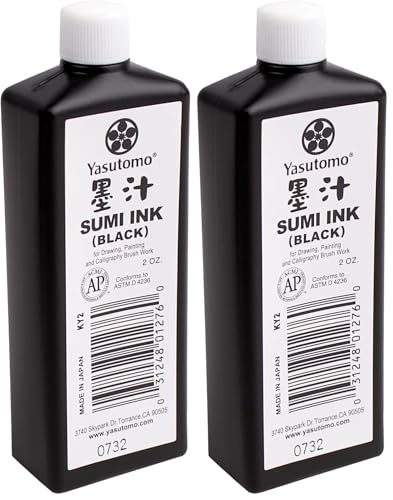 Yasutomo Sumi Ink Japanese Bokuju Black 2 oz (Pack of 2) - size: 2 fl oz (Pack of 2)