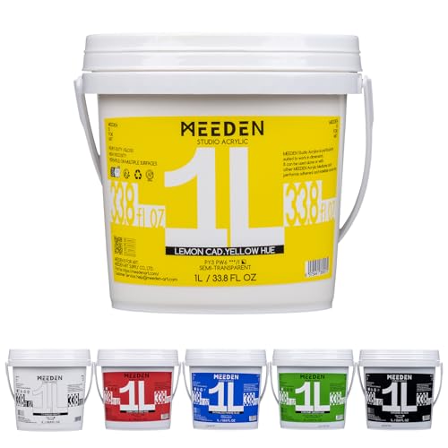MEEDEN Acrylic Paint Set 1L: 33.8oz x 6 Colors Large Bulk Acrylic Paints | Heavy Body Gloss Finish Art Paints for Canvas Crafts Pumpkins Painting - color: 6 Colors - 1L