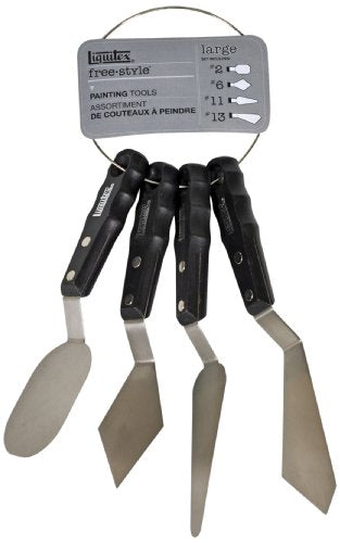 Liquitex Professional Freestyle Large Scale Knives 4-Piece Ring Set | Rustproof Stainless Steel Knife Blades, Non-Slip Ergonomic Handles for Grip, Riveted Handles for Durability