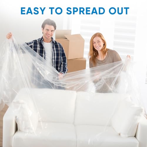 TICONN 12 x 9 Ft Plastic Drop Cloth for Painting, Waterproof Painters Plastic Sheeting, Painting Tarp for Furniture Cover, Floor Protection (3PK, 0.5Mil) - size: 0.5 Mil