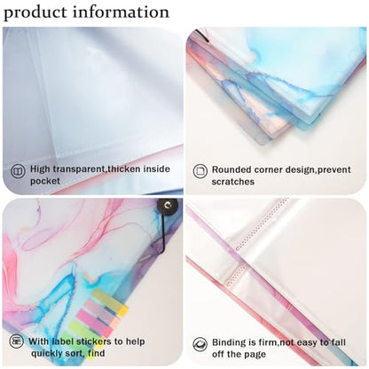 A3 Diamond Painting Storage Book,Marble Blue 60 Pages Art Portfolios Case - color: Marble Blue-60 Sleeves