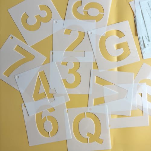 Letter and Number Stencils, 5 Inch, 36 Pieces Reusable Alphabet Templates for Wood, Wall, Fabric, DIY Projects