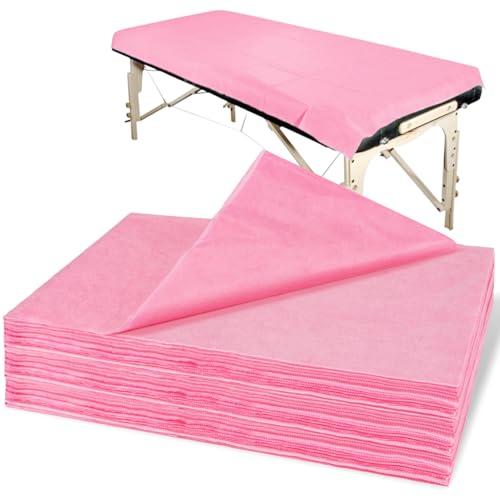 MAQIHAN 18PCS Massage Table Sheets - Pink Waterproof Disposable Bed Sheets - color: 18pcs pink