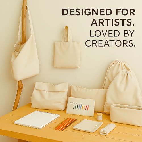 100% Cotton Canvas Fabric by the Yard, 63" x 2 Yards, 7 oz | Duck canvas fabric for painting, sewing, tote bags & DIY • One solid continuous piece • Extra length included - size: 2 Yards+ (63'' x 80'')