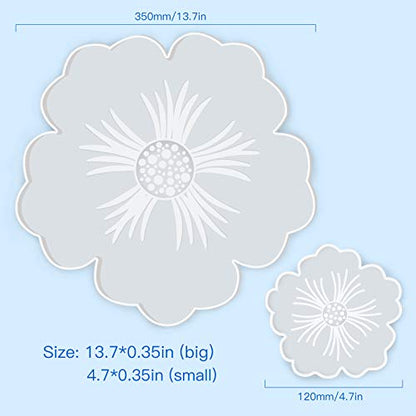Panamalar Silicone Resin Molds, 1PCS Large Resin Tray Mold and 5PCS Coaster Molds for Resin Casting, Flower Shape Epoxy Resins Casting Molds for DIY, Home Decoration, Table Wine Tray-6 PCS