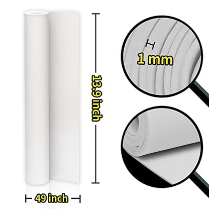 White Foam Sheets Roll, Premium Cosplay EVA Foam Sheet（1mm- 20mm Thickness,49"x13.5" for Cosplay, Crafts, DIY Projects by MEARCOOH-1mm Thick - color: White, size: Thickness-1mm