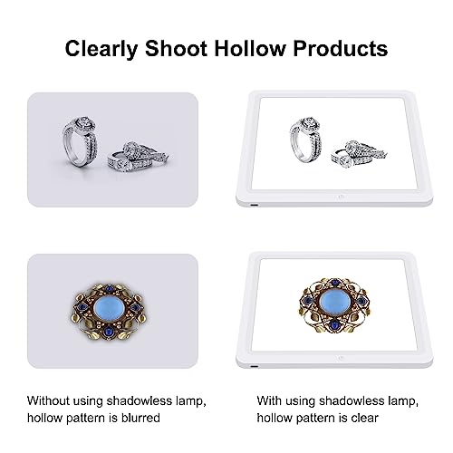 PULUZ Photo Studio LED Shadowless Light Panel 8" X 8" / 20 x 20 cm Photography Softbox Bottom Light with USB Power Cable for Food Jewelry Cosmetic Crafts Shooting - size: 8.5*8.5 Inch