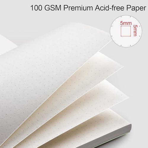 AHGXG Dotted Journal, Grid Spiral Notebook, 160 Pages, A5 (5.7" x 8.3") | 100 GSM Thick Dot Paper, Waterproof Plastic Cover Journals for Journaling, Sketching (Sage Green) - color: Sage Green, style: A5-Dotted
