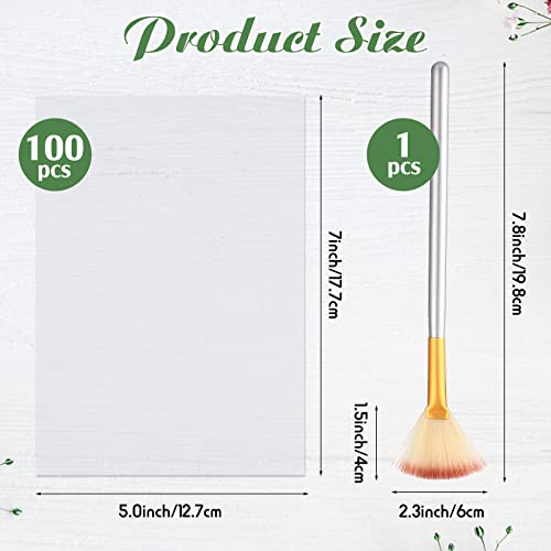 PerKoop 100 Sheets Vellum Paper, 5 x 7, Thick Transparent Paper with Embossing Fan Brush, 160GSM Printable Clear Vellum for Wedding Invitations, Heat Embossing, Belly Bands