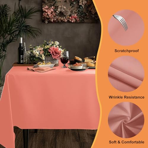 TWINPRET Rectangle Tablecloth 60 x 102 Inch, Pink Waterproof Washable Polyester Table Cloth - Stain & Oil Resistant Rectangular Table Cover for Banquet & Party (Fits 6 Foot Tables) [2 Pack] - color: Pink, size: 2 Pack 60*102 In